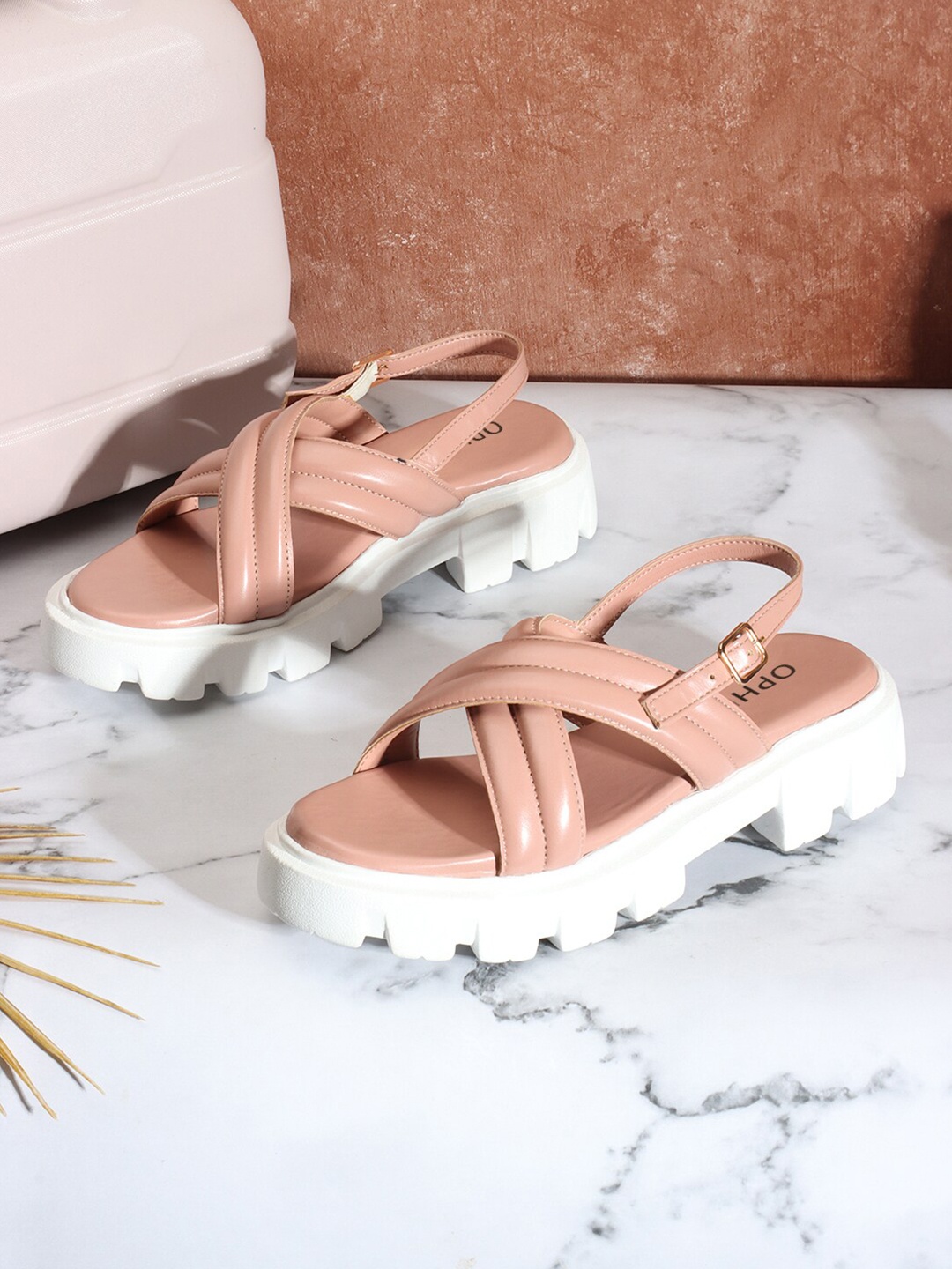 

OPHELIA Wedge Sandals, Peach