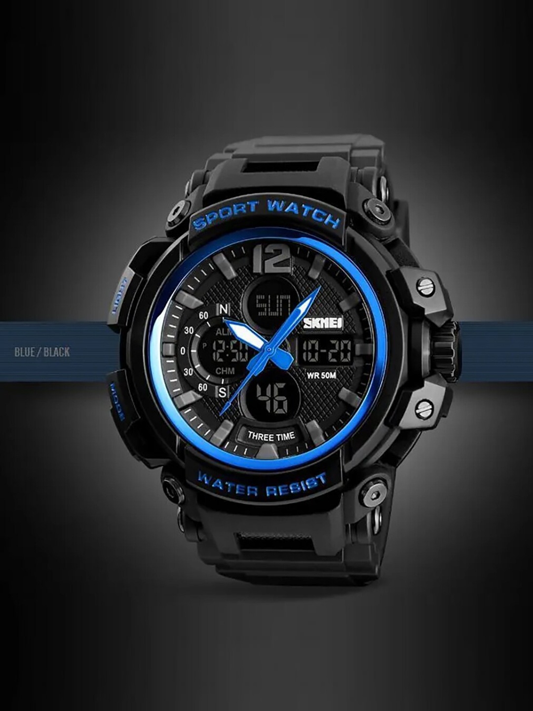 

Skmei Men Dial & Straps Analogue & Digital Multi Function Watch 1343 Blue, Black