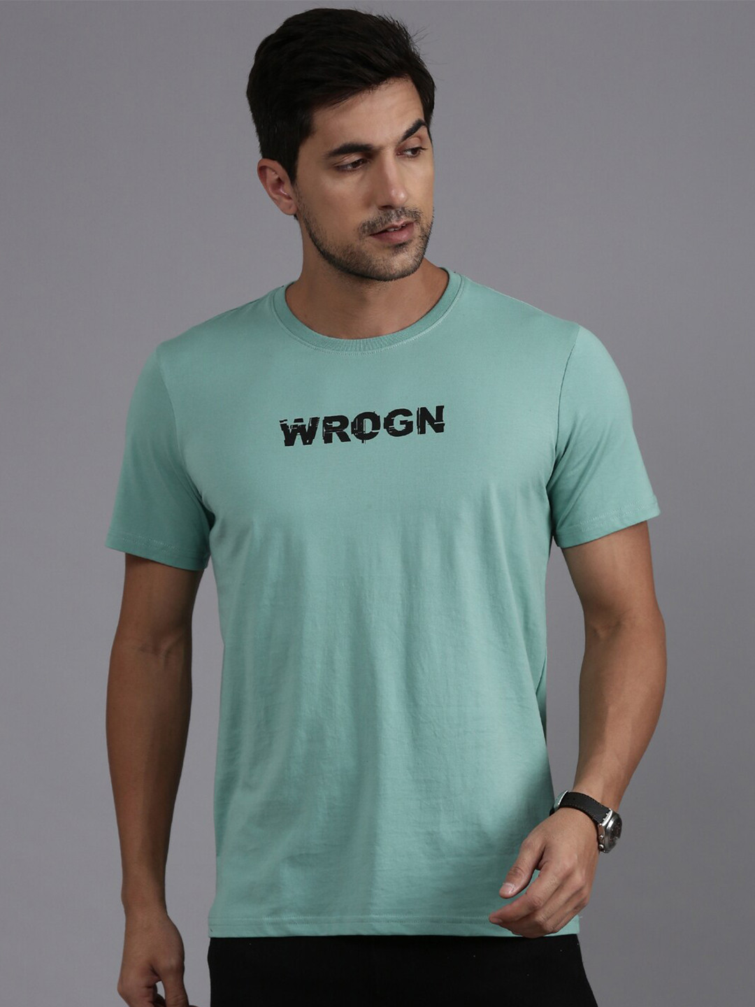 

WROGN Typography Printed Cotton T-shirt, Green