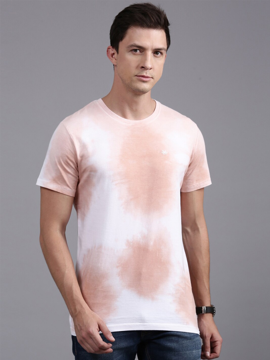 

WROGN Dyed Round Neck Cotton T-shirt, Pink