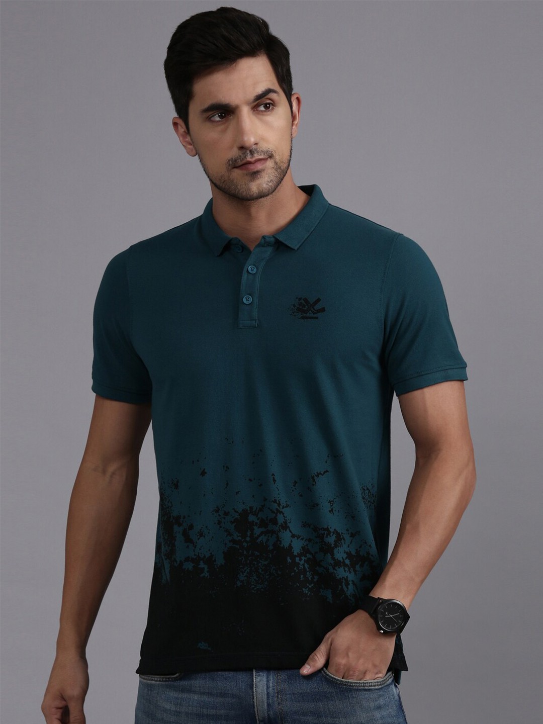 

WROGN Polo Collar Short Sleeves Cotton T-shirt, Teal