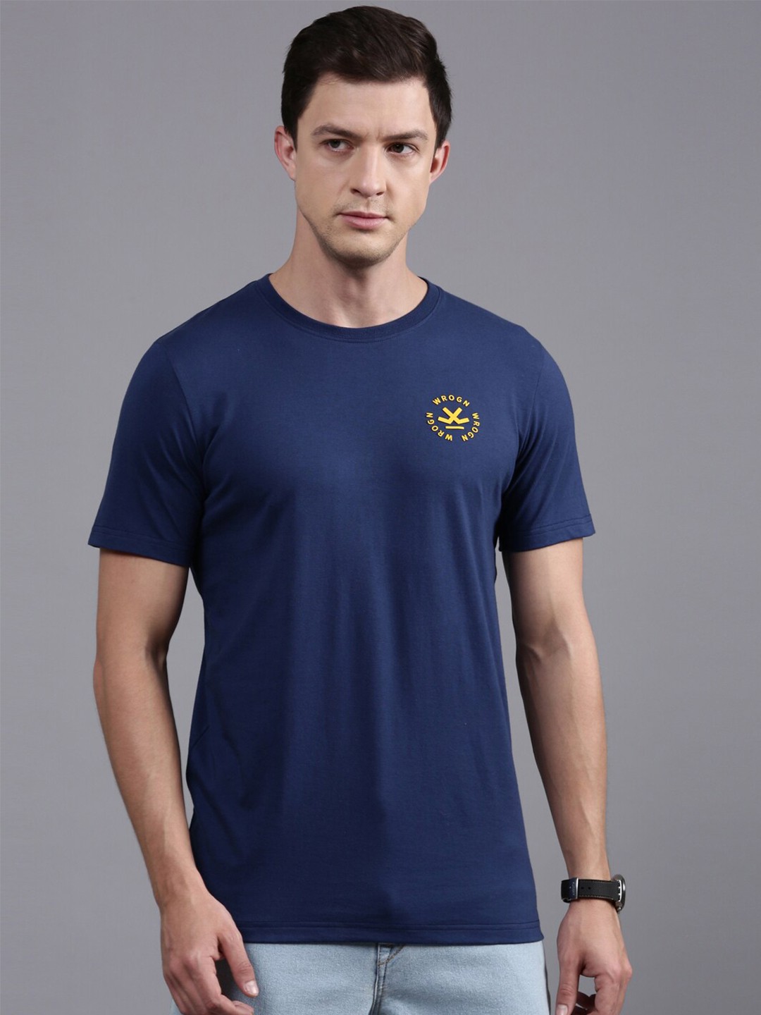 

WROGN Round Neck Cotton T-Shirt, Navy blue