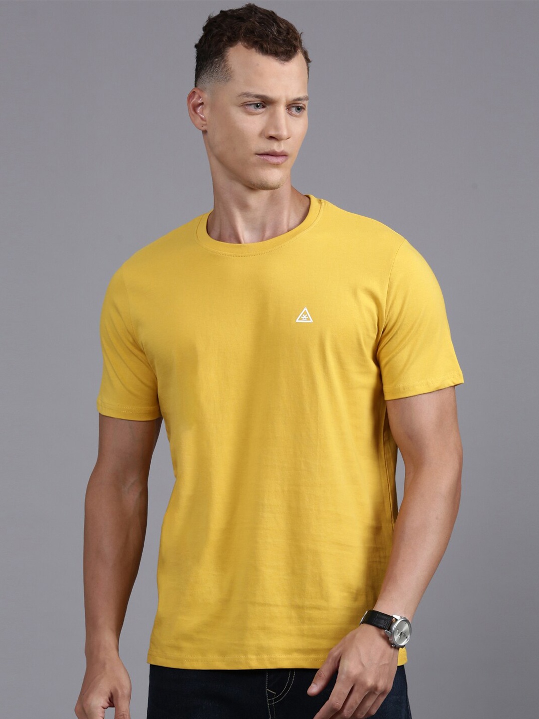 

WROGN Round Neck Cotton T-Shirt, Yellow