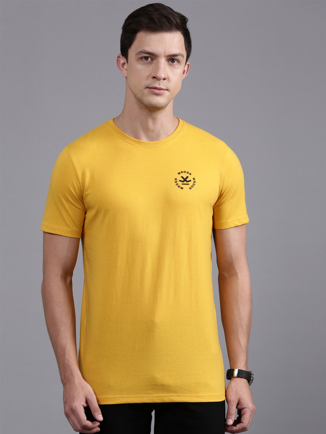 

WROGN Round Neck Cotton T-shirt, Yellow