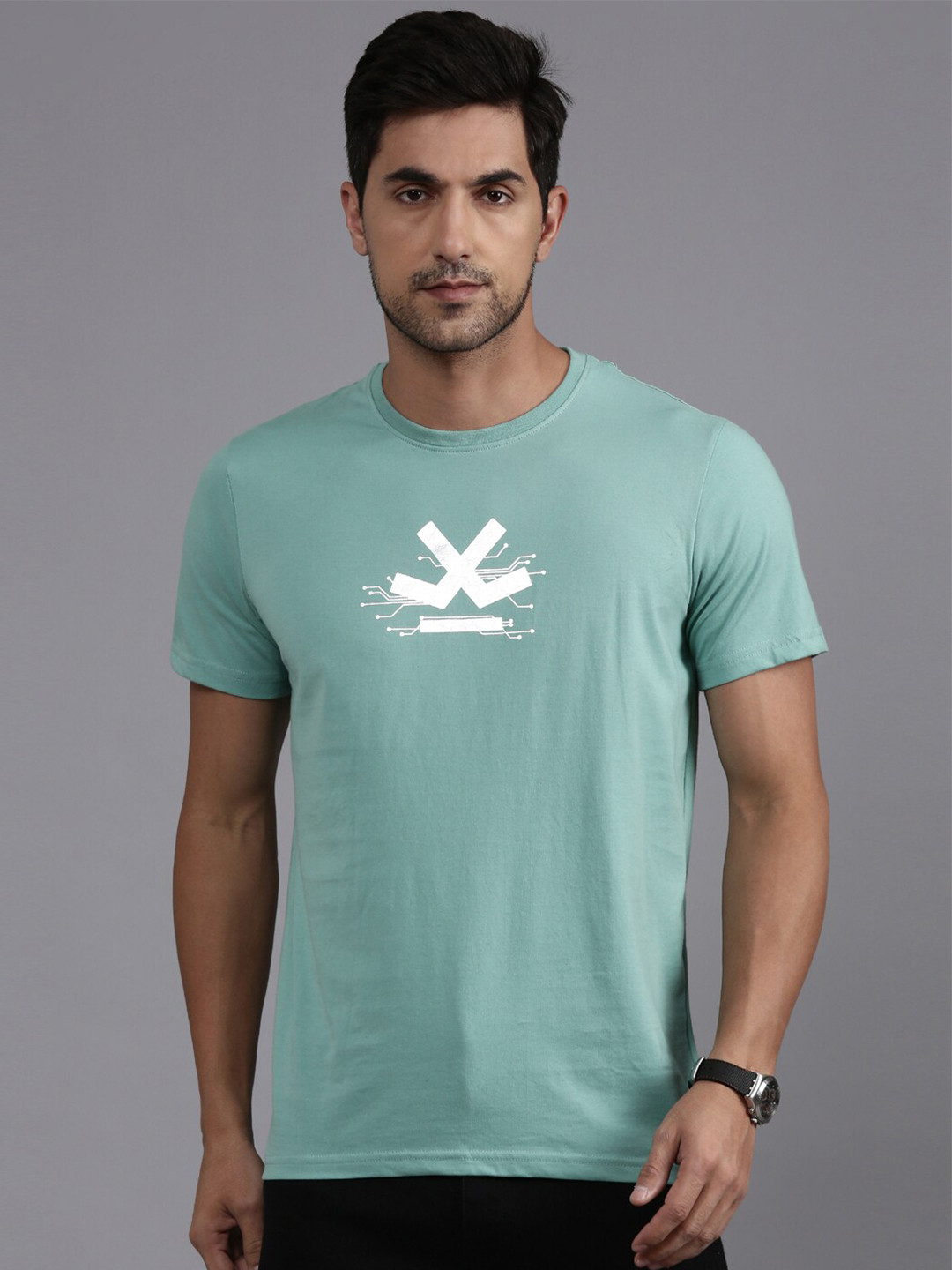 

WROGN Graphic Printed Cotton Casual T-Shirt, Green