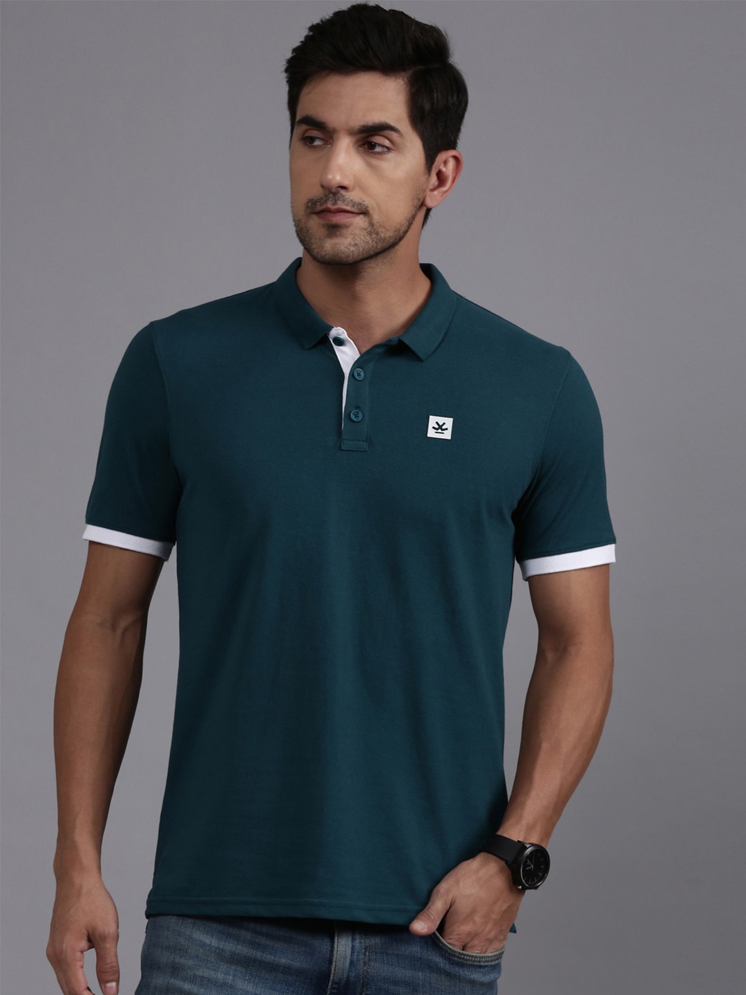 

WROGN Polo Collar Cotton Casual T-Shirt, Green