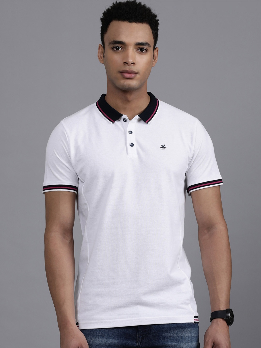 

WROGN Polo Collar Cotton T-shirt, White