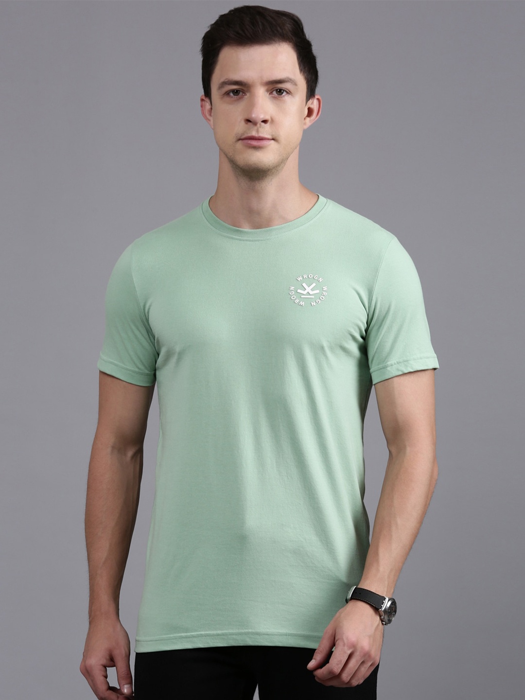 

WROGN Round Neck Cotton T-Shirt, Green