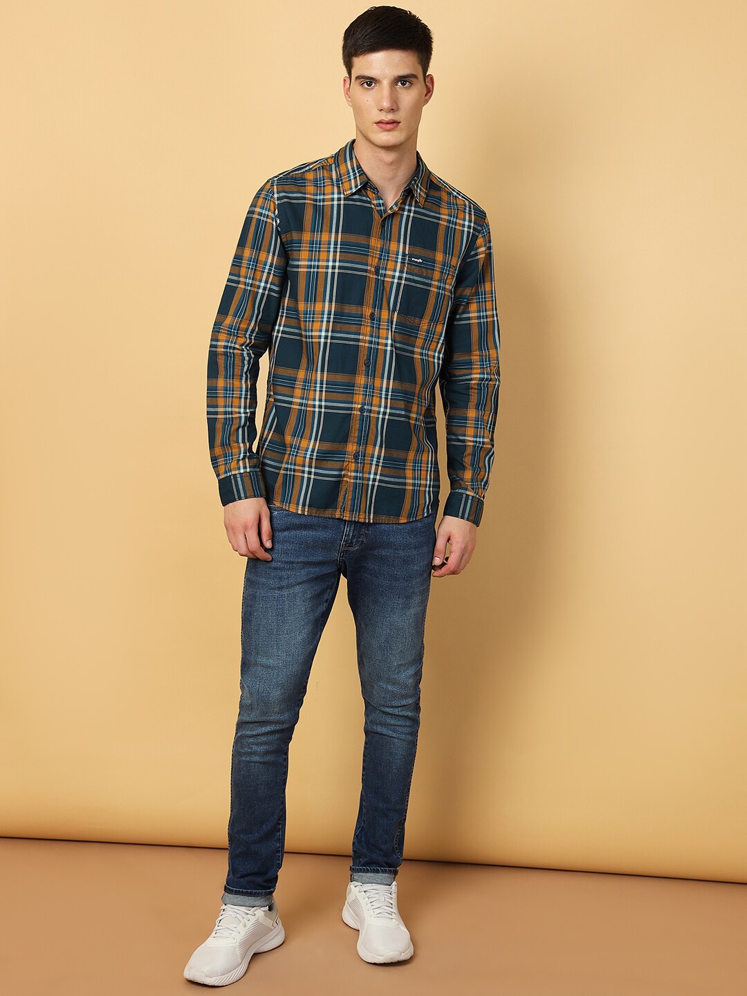 

Wrangler Tartan Checks Cotton Casual Shirt, Blue