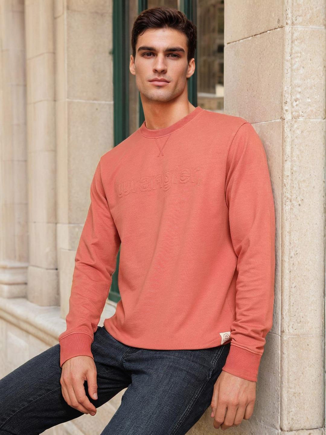 

Wrangler Round Neck Ribbed Hem Pullover, Peach