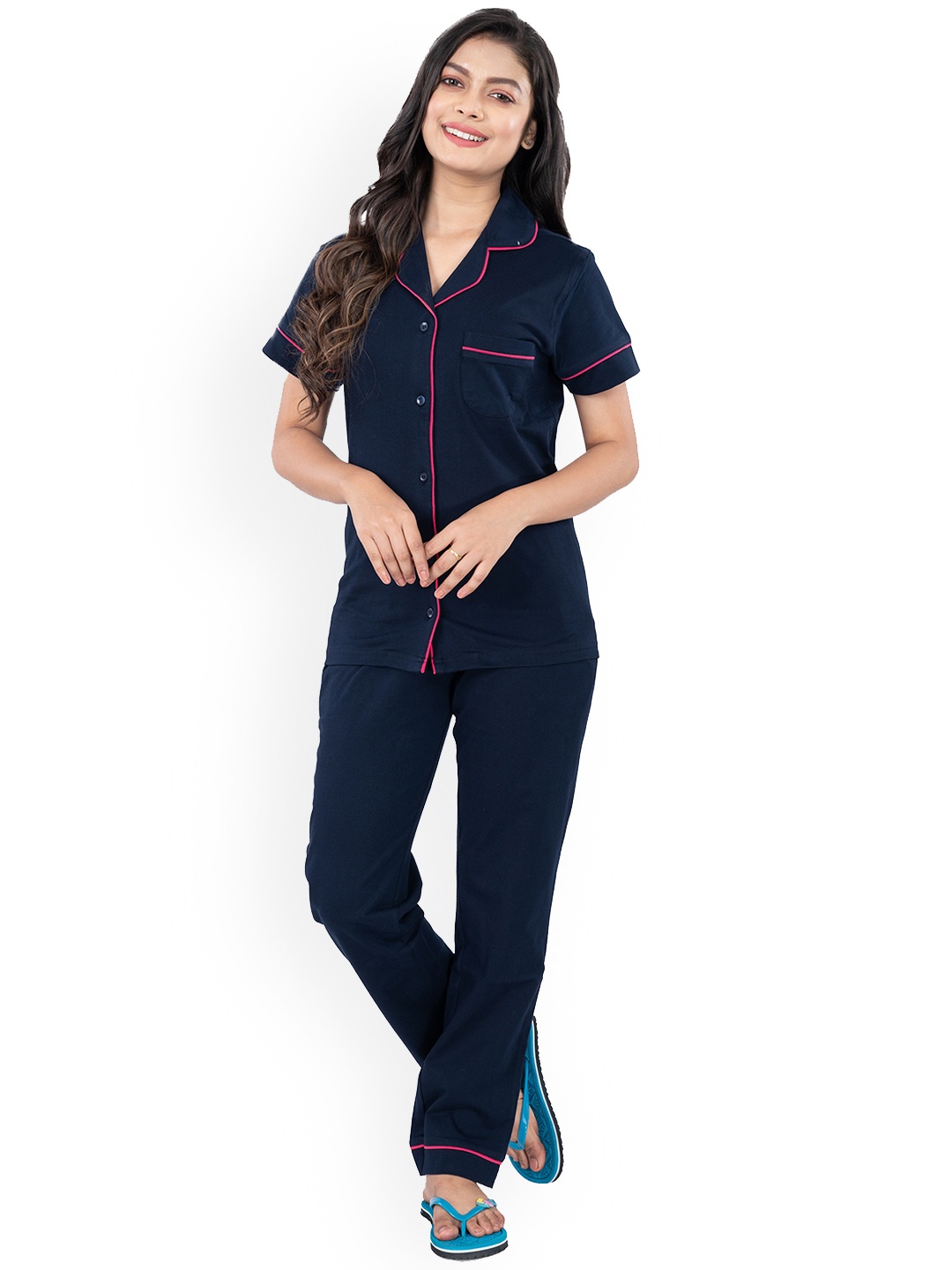 

StyleAOne Pure Cotton Night Suit, Blue
