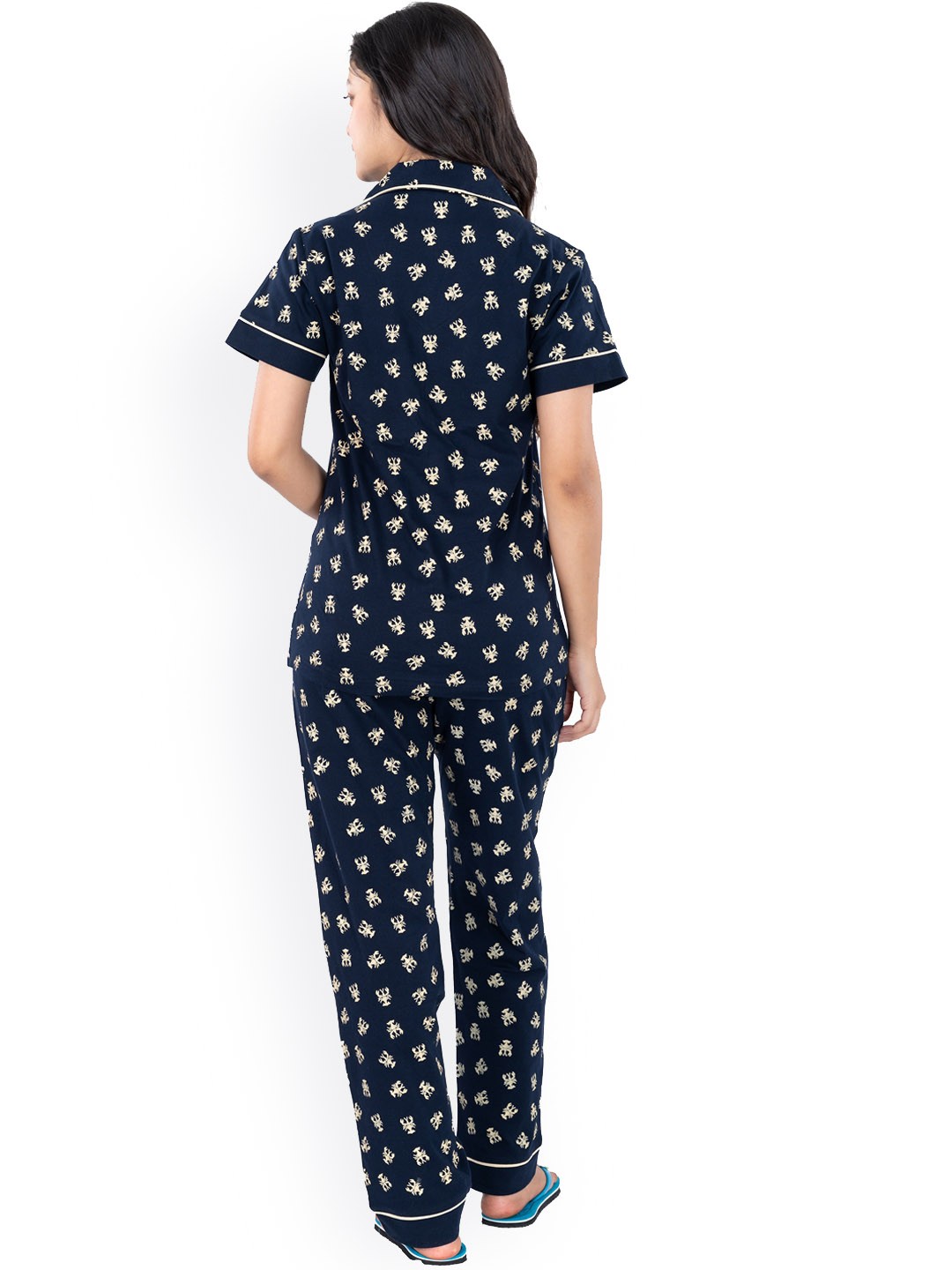 

StyleAOne Printed Pure Cotton Top & Pyjama, Blue