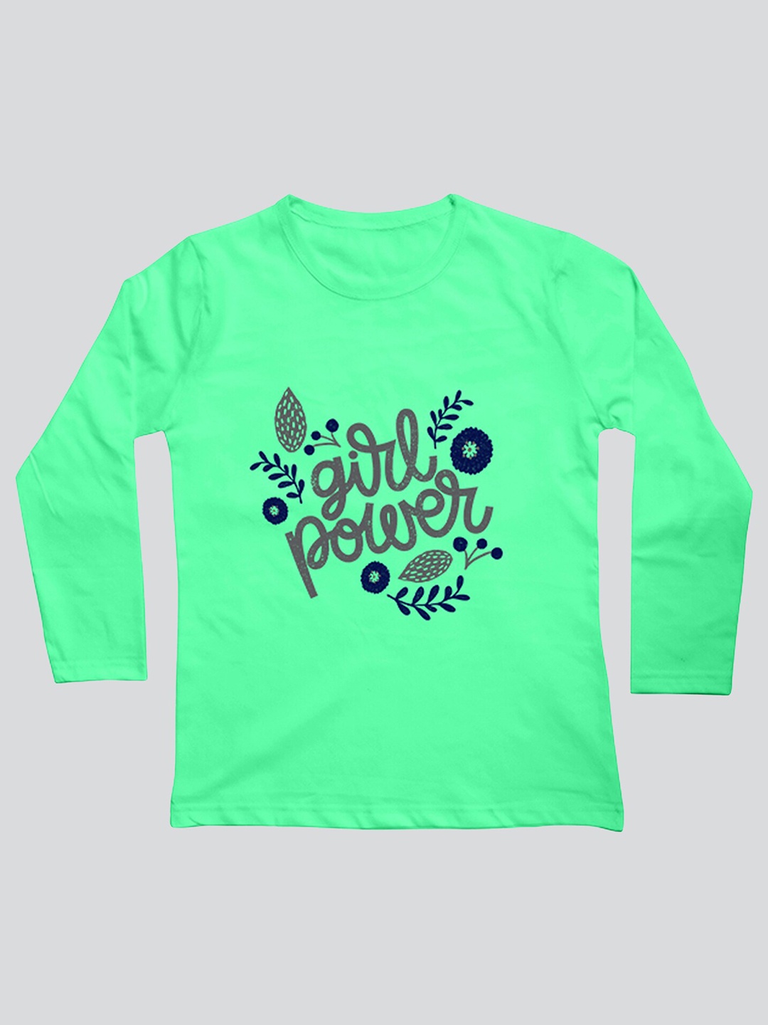 

Mojua Girls Typography Printed Bio Finish Cotton T-shirt, Lime green