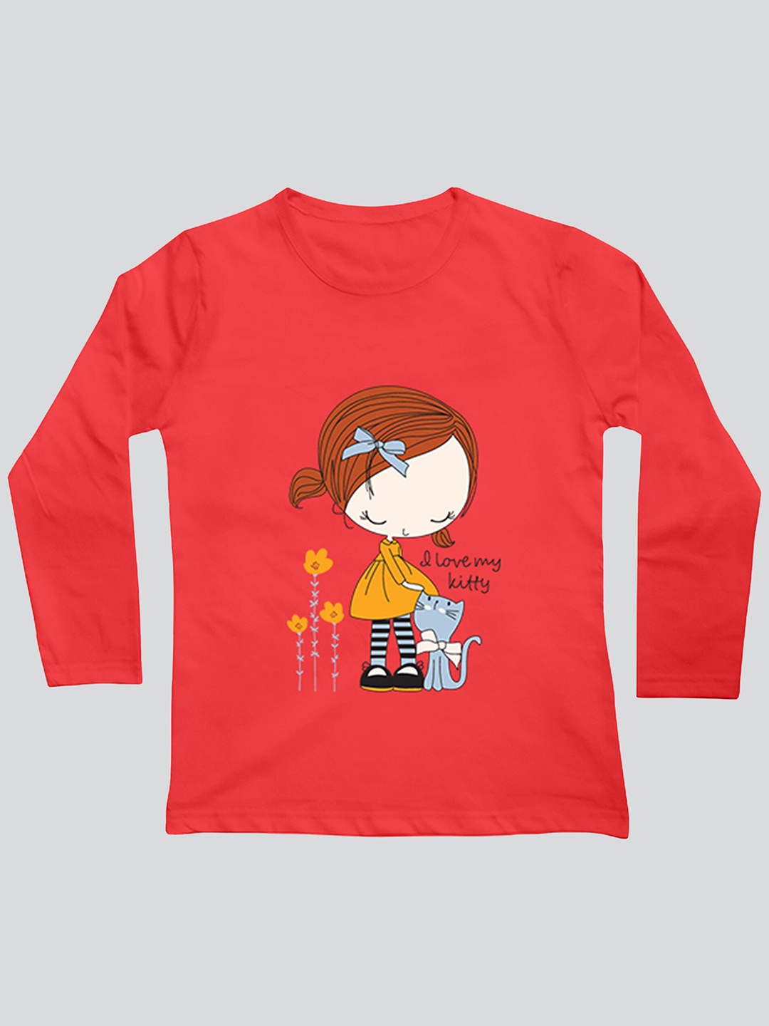 

Mojua Girls Graphic Printed Bio Finish Cotton T-shirt, Red