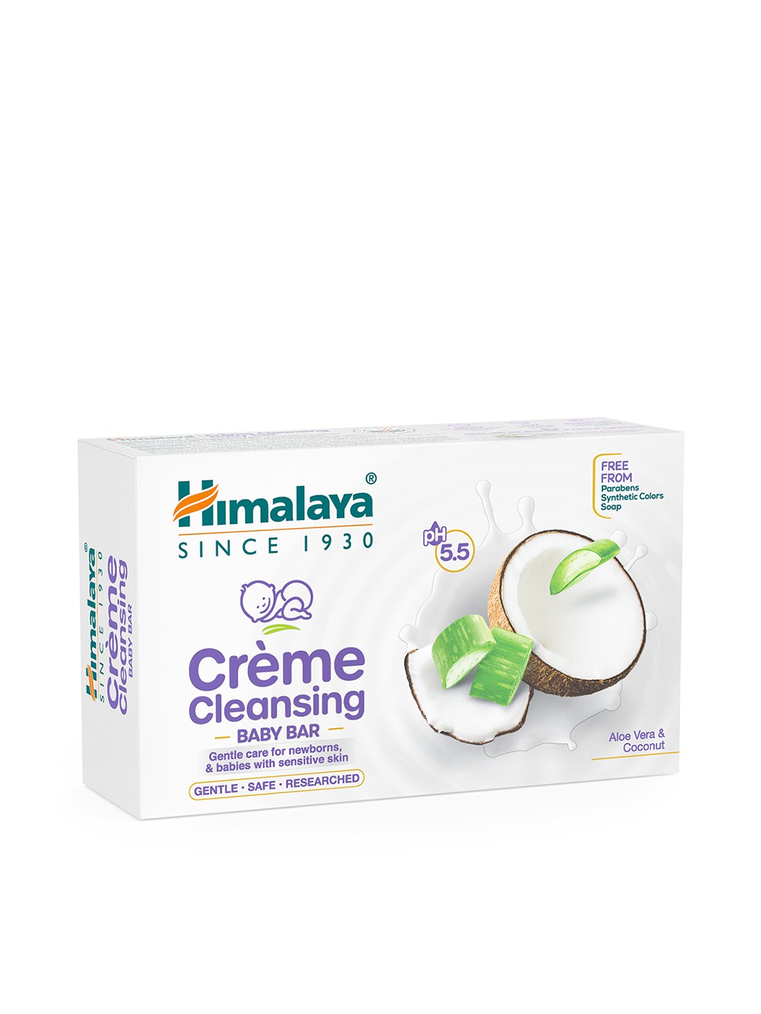 

Himalaya Creme Cleansing pH 5.5 Baby Bar Soap With Aloe Vera & Coconut - 125g, White