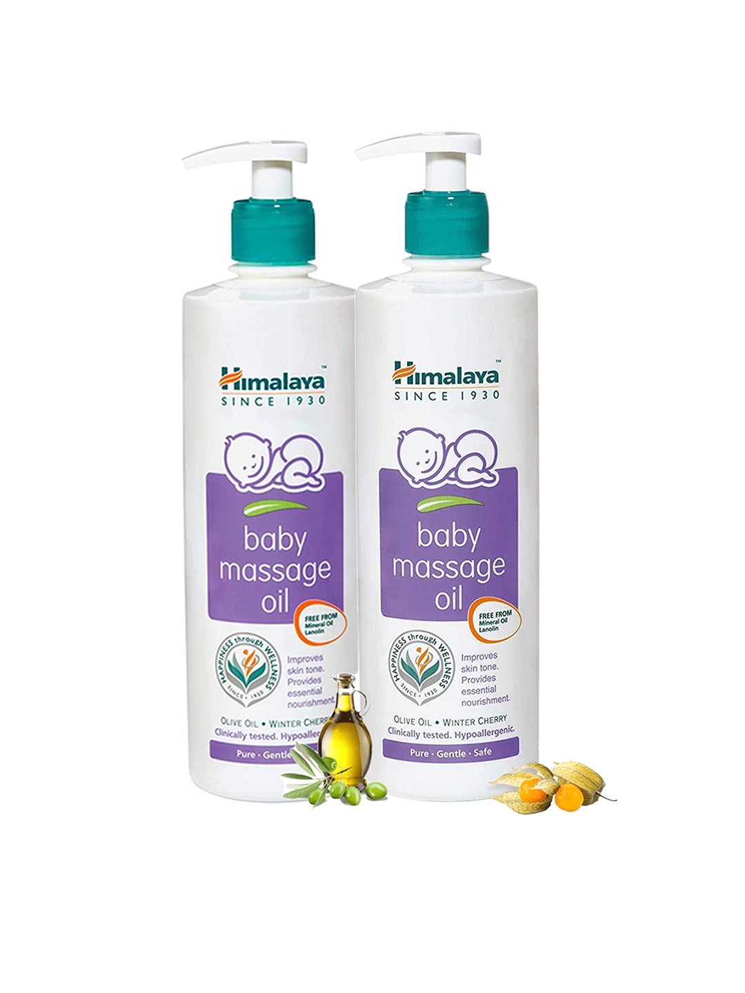 

Himalaya Set of 2 Baby Massage Oil With Olive Oil & Winter Cherry - 500ml each, White