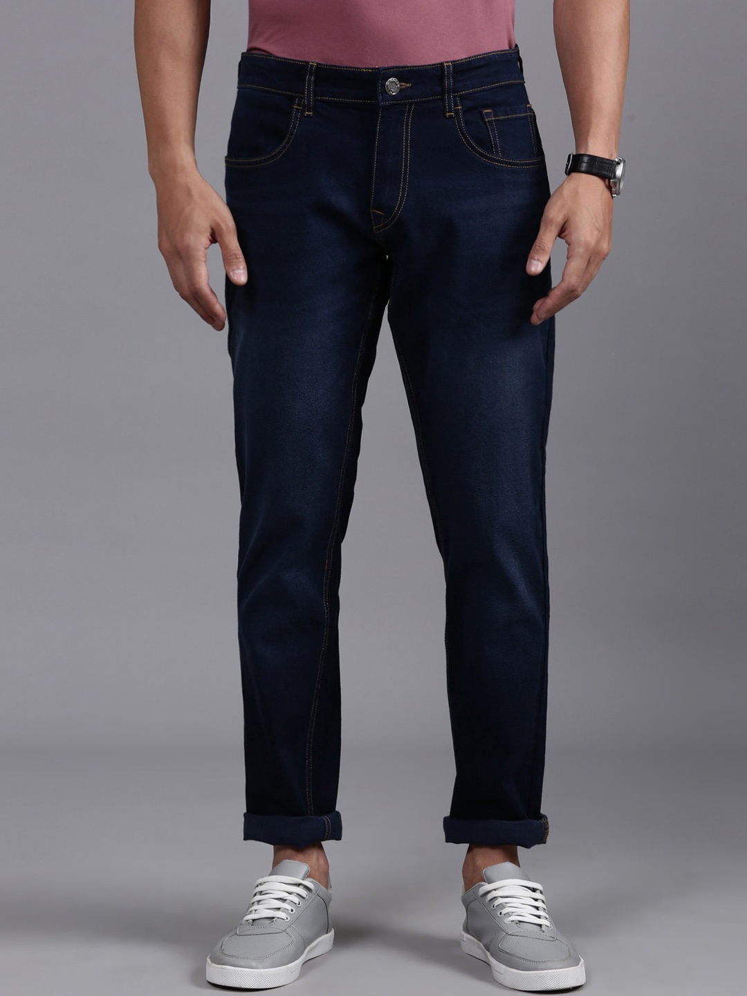 

WROGN Men Slim Fit Mid-Rise Light Fade Clean Look Stretchable Jeans, Blue