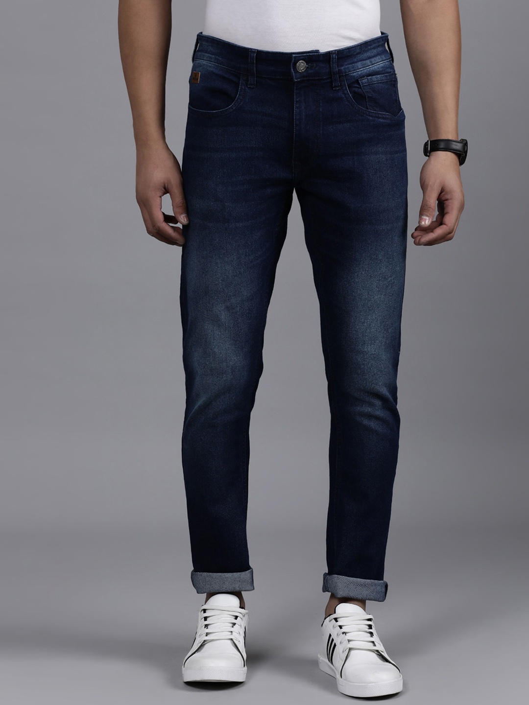 

WROGN Men Slim Fit Mid-Rise Light Fade Clean Look Stretchable Jeans, Blue