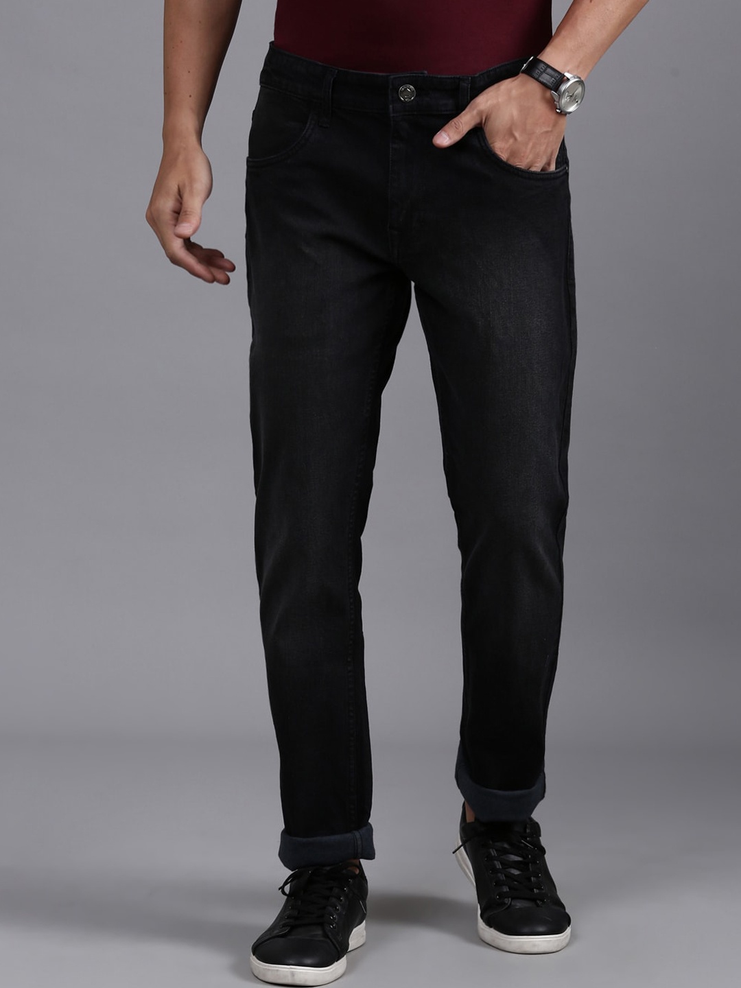 

WROGN Men Slim Fit Mid-Rise Comfort Clean Look Stretchable Jeans, Grey