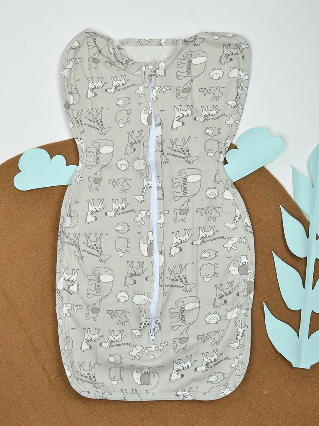 

Moms Home Infants Printed Cotton Swaddling Sack, Grey