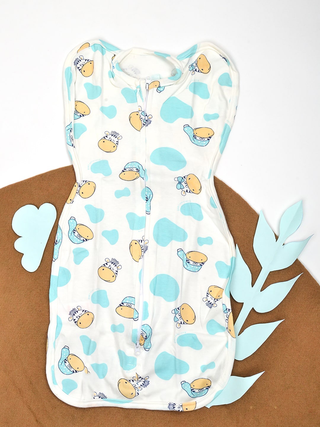 

Moms Home Infants Printed Cotton Swaddling Sack, White