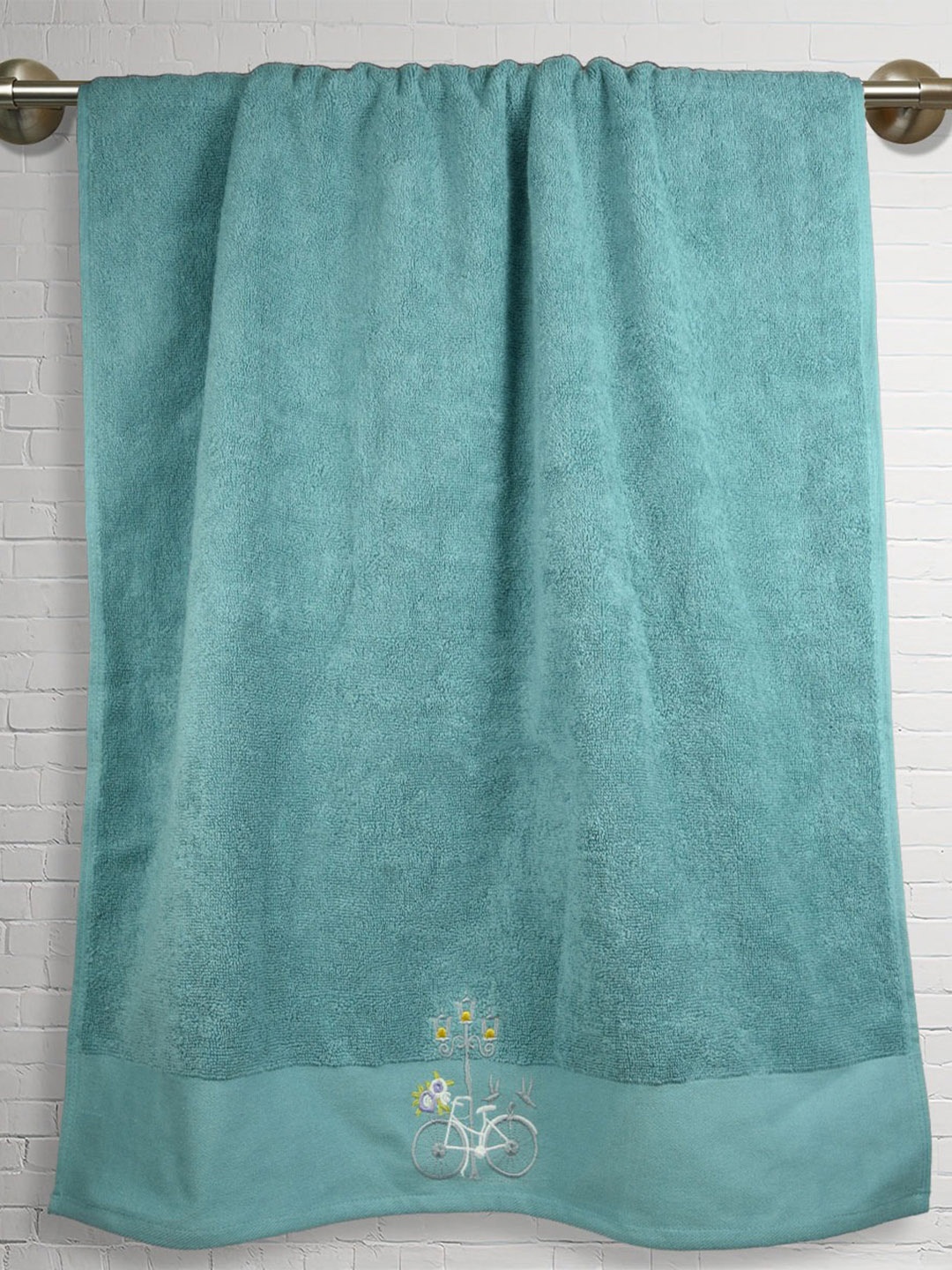 

RANGOLI Turquoise Blue 550 GSM Pure Cotton Soft Bath Towels