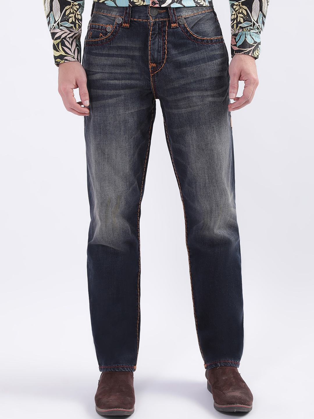 

True Religion Men Super T Bobby Relaxed Fit Heavy Fade Cotton Jeans, Blue
