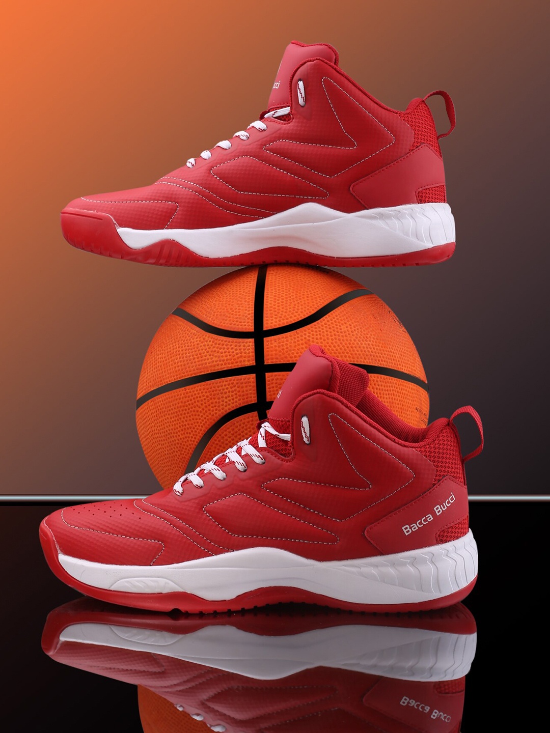 

bacca bucci Men Courtflex Adaptive Cushioning Basketball Shoes, Red