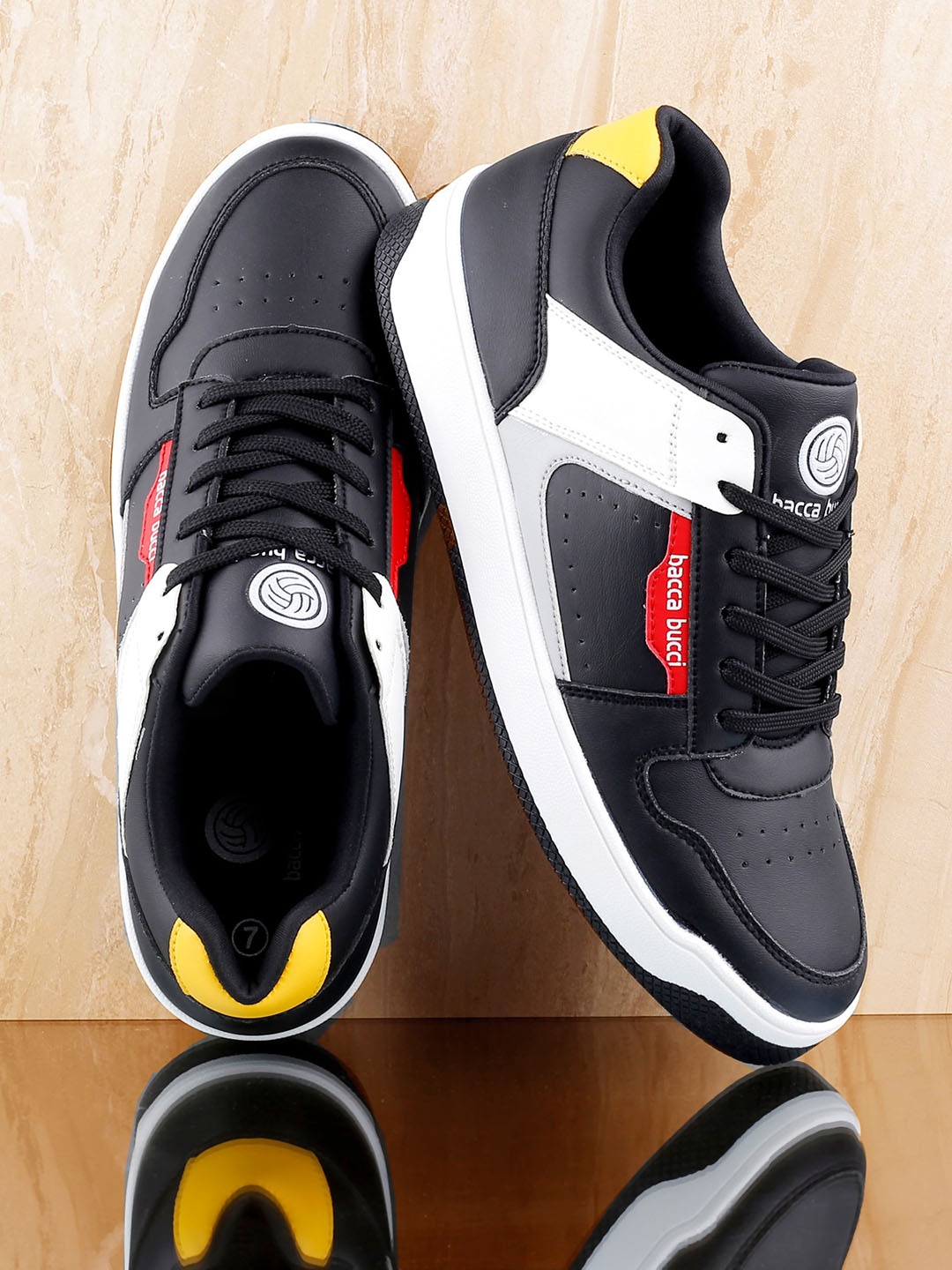 

bacca bucci Men RANGER DUNKS Colourblocked Anti-Slip & Shock-Proof Sneakers, Black