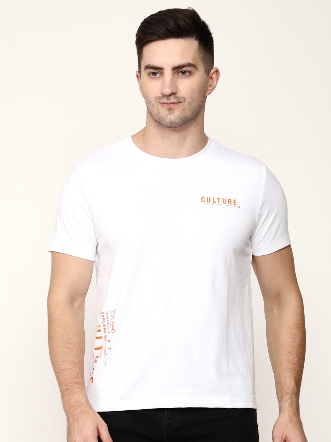 

MISCHIEF MONKEY Round Neck Pure Cotton T-shirt, White