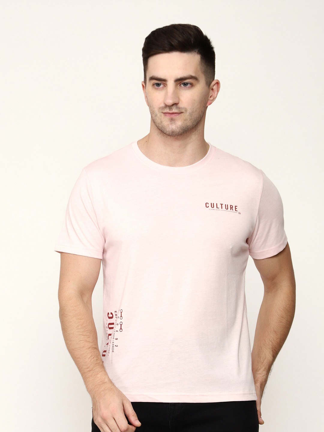 

MISCHIEF MONKEY Round Neck Pure Cotton T-shirt, Pink