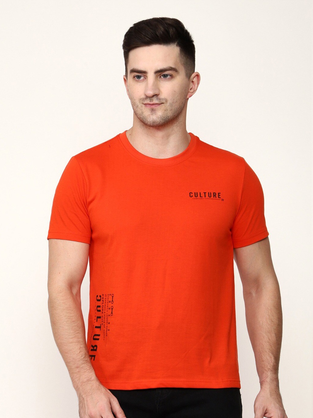 

MISCHIEF MONKEY Round Neck Pure Cotton T-shirt, Red
