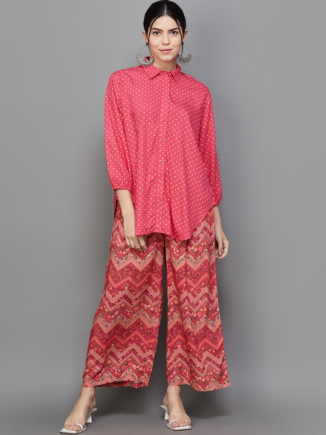 

Melange by Lifestyle Ethnic Motifs Printed Regular Kurti with Palazzos, Pink