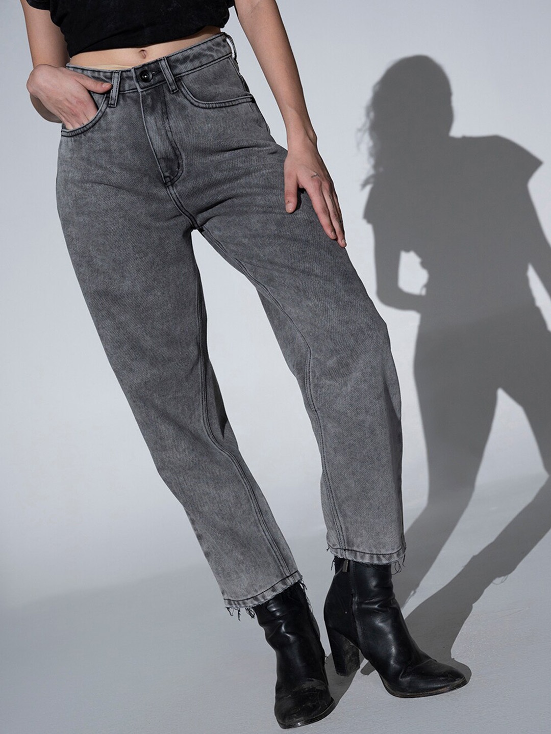 

Hubberholme Women Clean Look High-Rise Cotton Jeans, Grey
