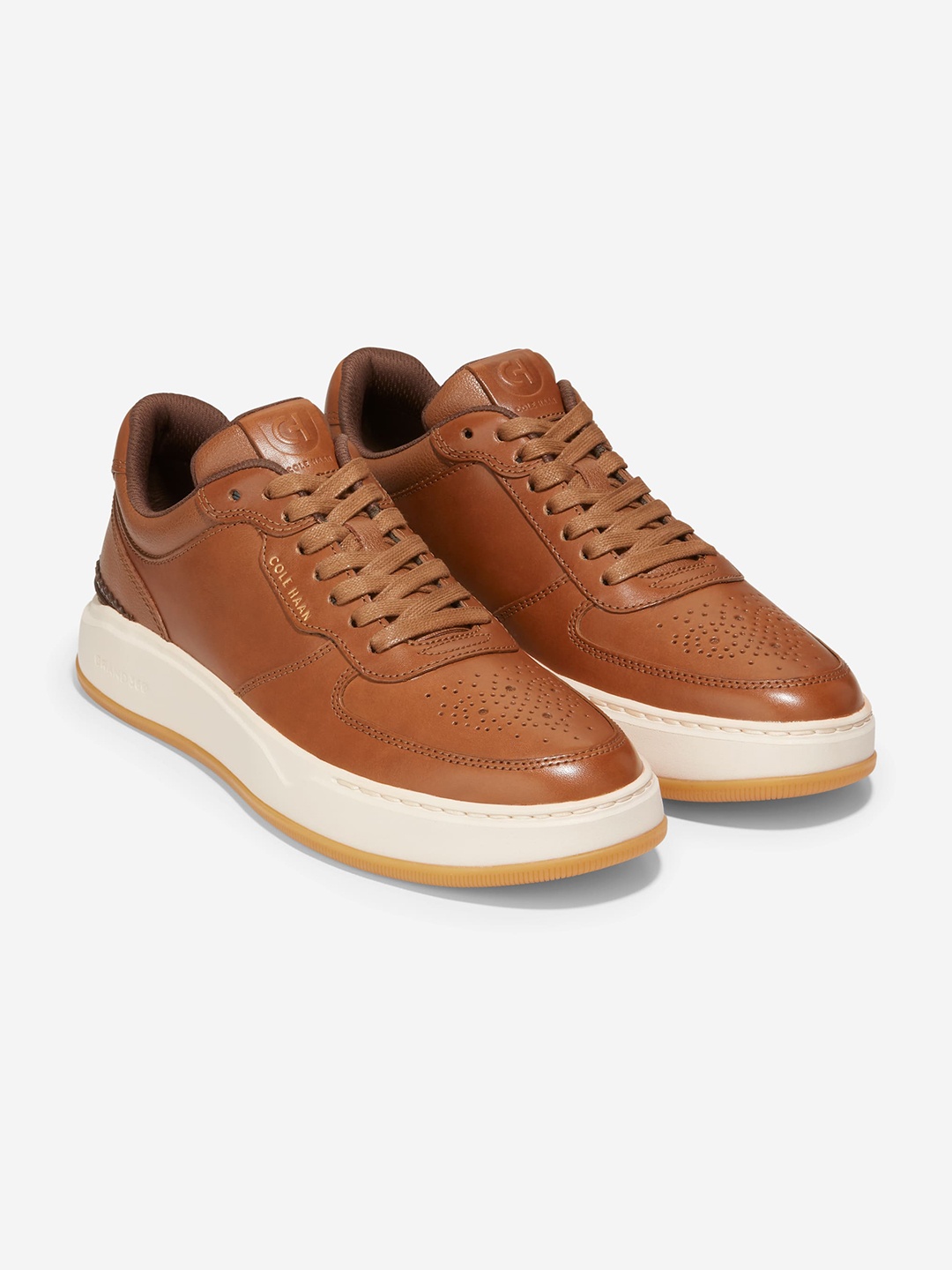 

Cole Haan Men Textured Leather Sneakers, Tan