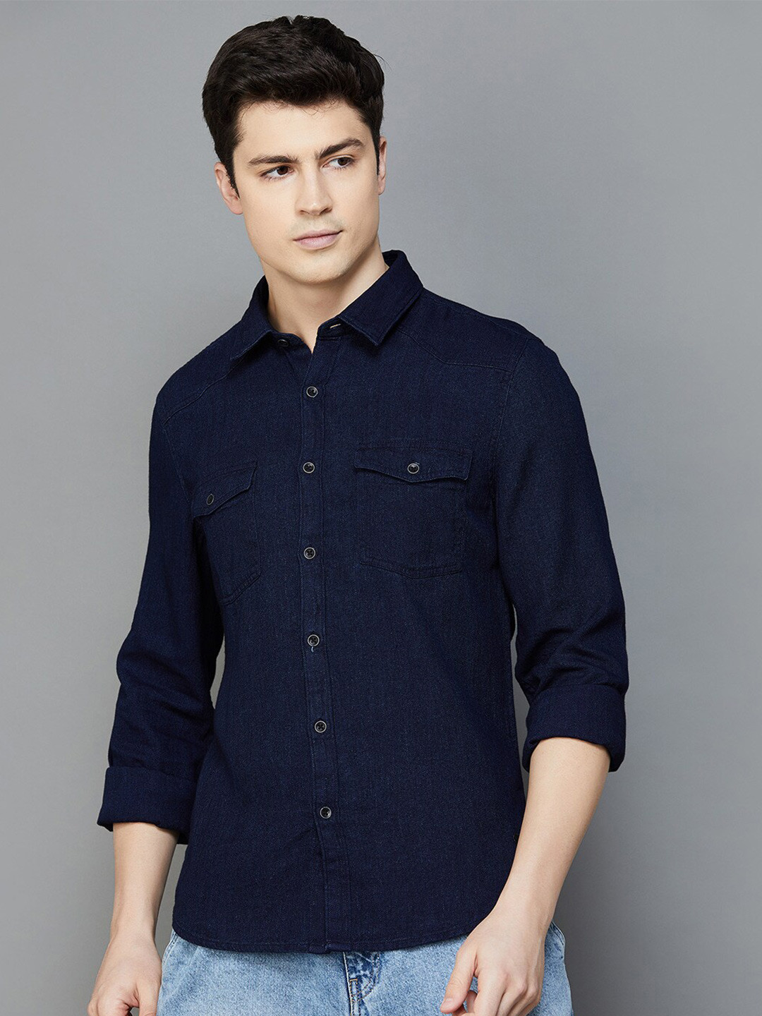 

Fame Forever by Lifestyle Cotton Opaque Casual Shirt, Navy blue