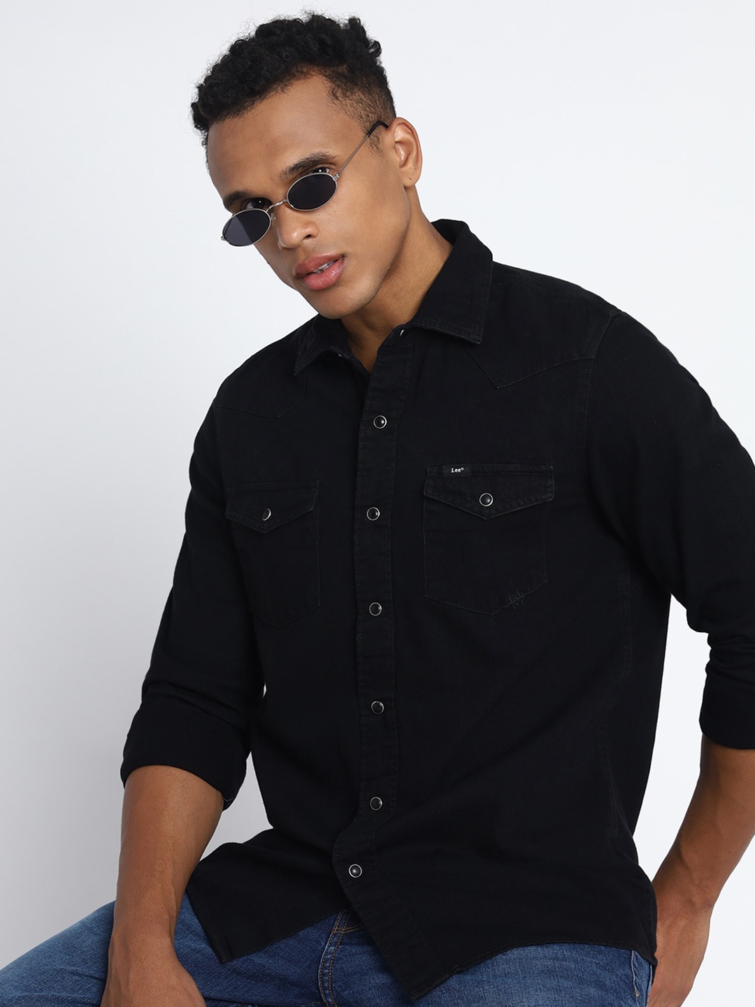 

Lee Slim Fit Spread Collar Cotton Twill Shirt, Black