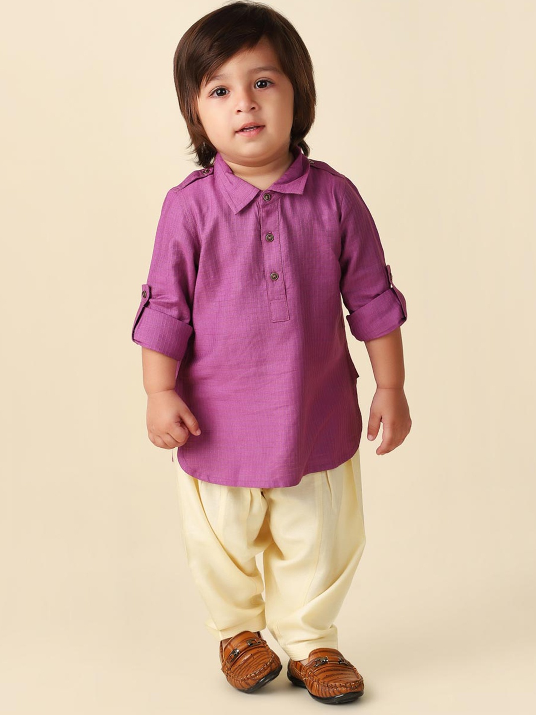 

Fabindia Boys Shirt Collar Kurta & Pyjamas, Purple