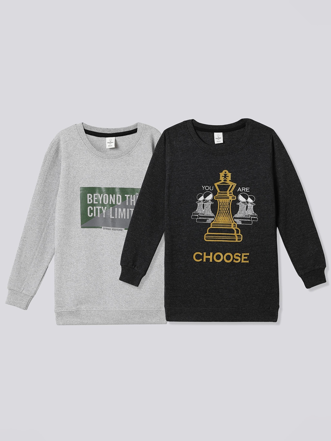 

The Boo Boo Club Pack of 2 Kids Printed Cotton Pullover Sweatshirt, Grey