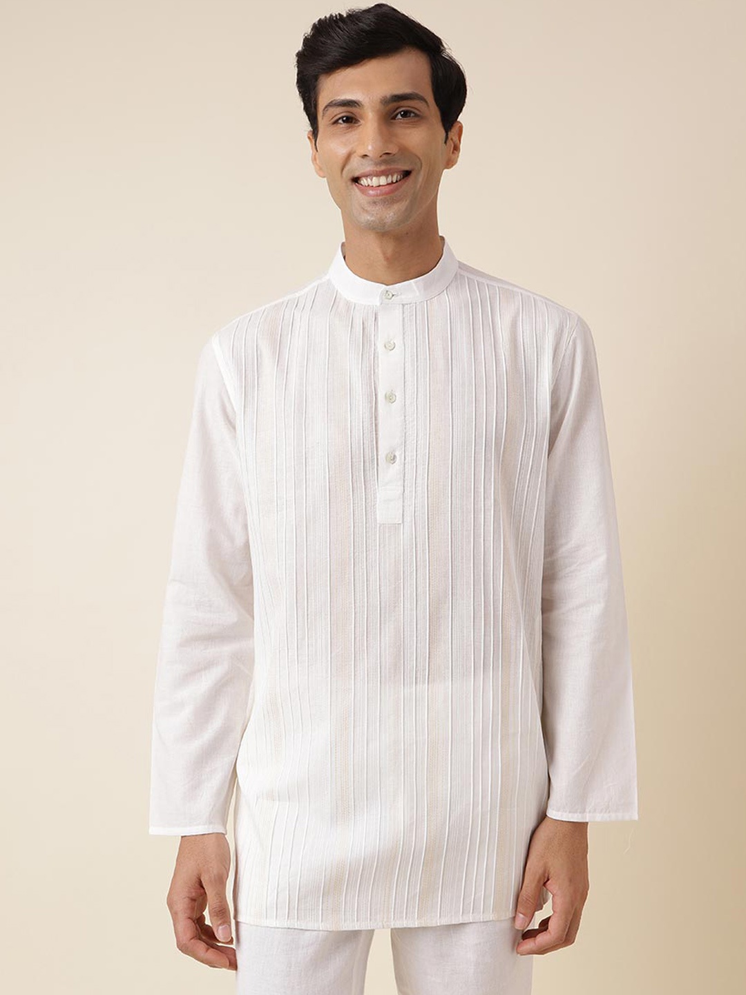 

Fabindia Pintucks Cotton Short Kurta, White