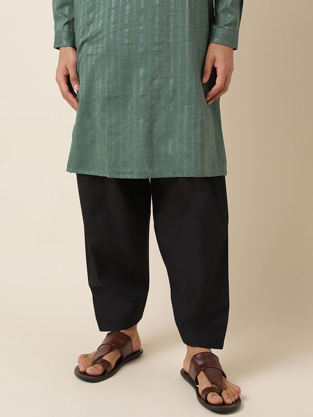 

Fabindia Men Mid-Rise Cotton Regular Fit Salwar, Black