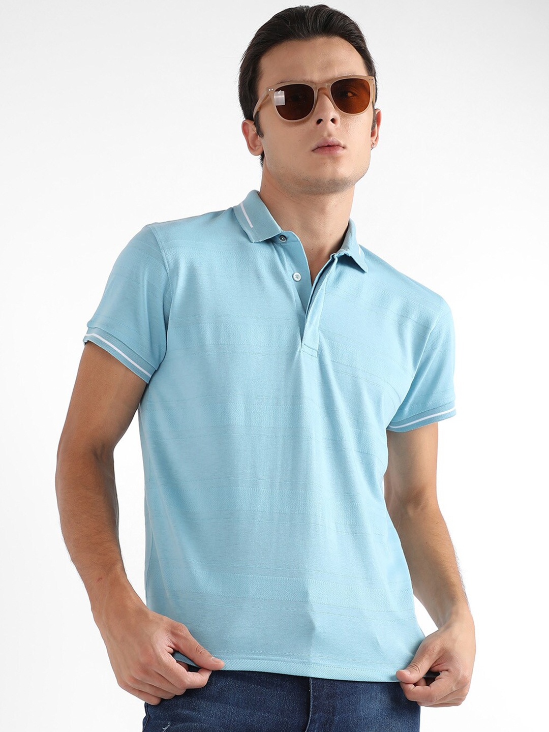 

Campus Sutra Polo Collar Regular Fit Cotton T-Shirt, Blue