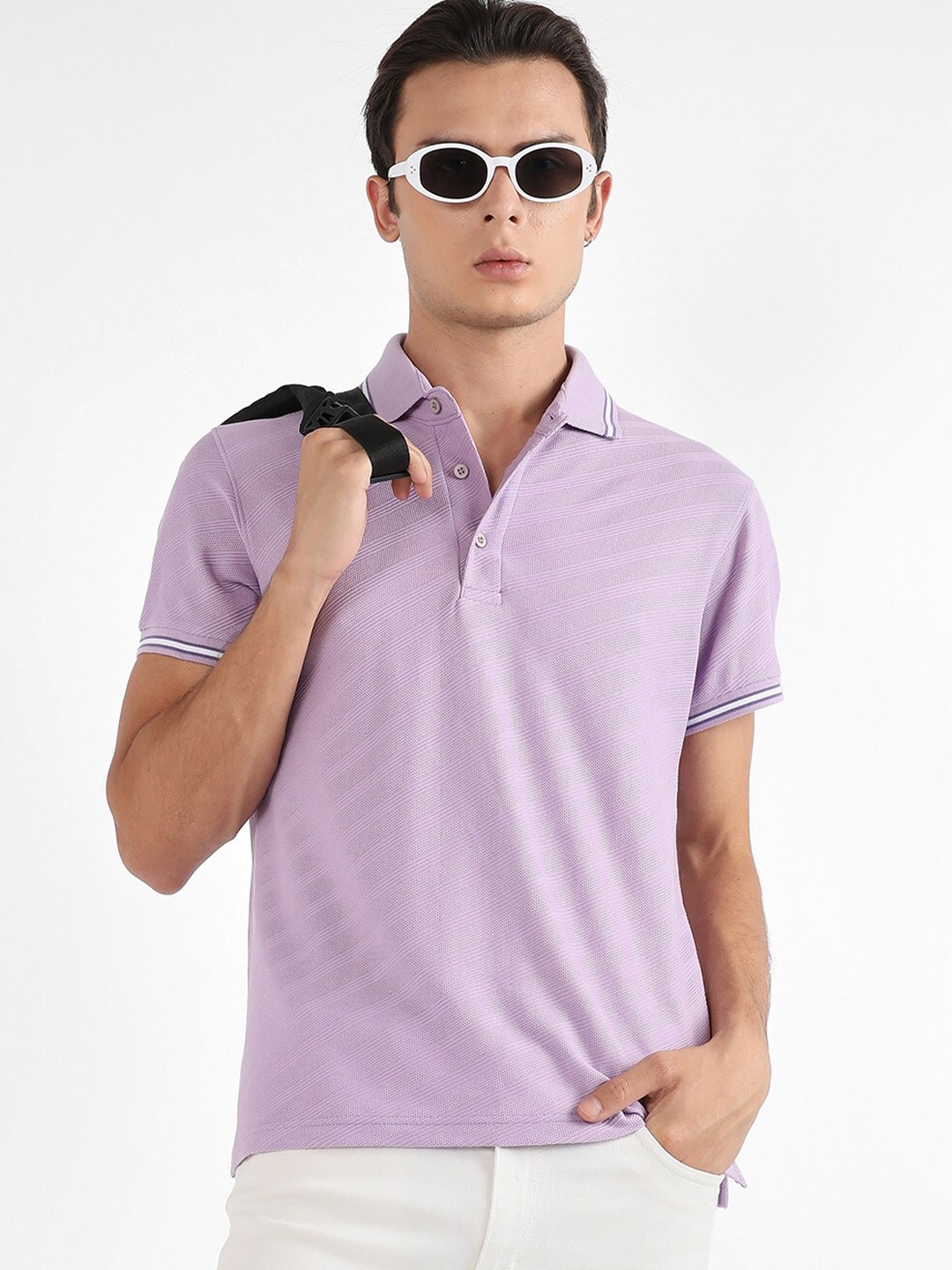 

Campus SutraPolo Collar Regular Fit Cotton T-Shirt, Lavender