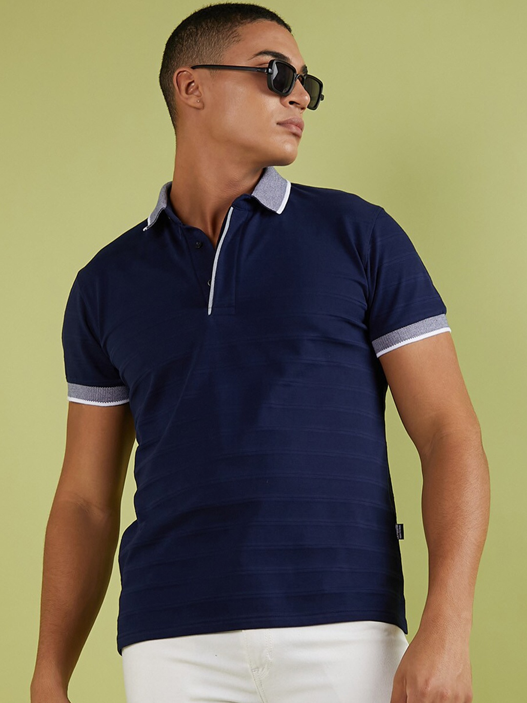 

Campus Sutra Polo Collar Regular Fit Cotton T-Shirt, Blue