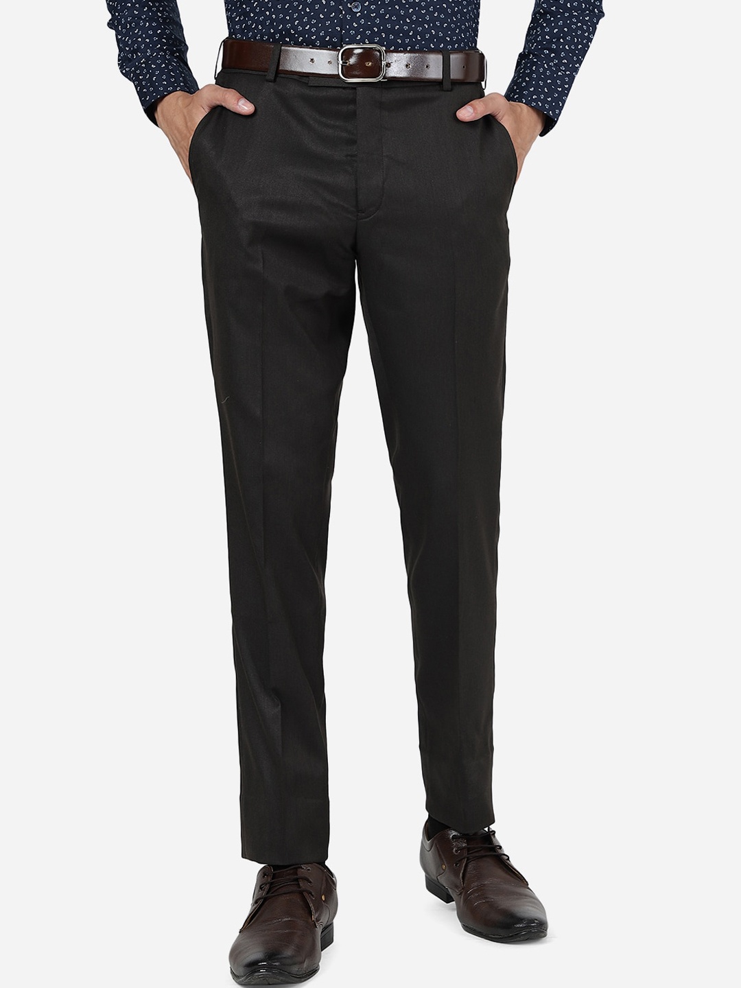 

Greenfibre Men Mid-Rise Slim Fit Formal Trouser, Brown
