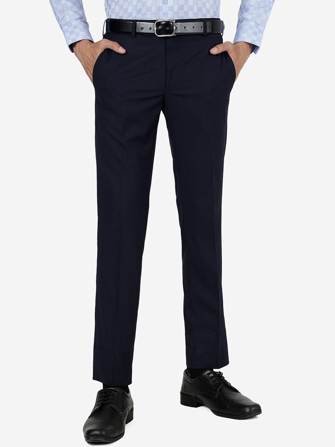 

Greenfibre Men Mid-Rise Slim Fit Formal Trouser, Blue
