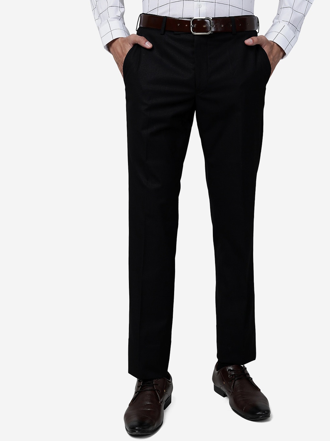 

Greenfibre Men Mid-Rise Slim Fit Formal Trouser, Black