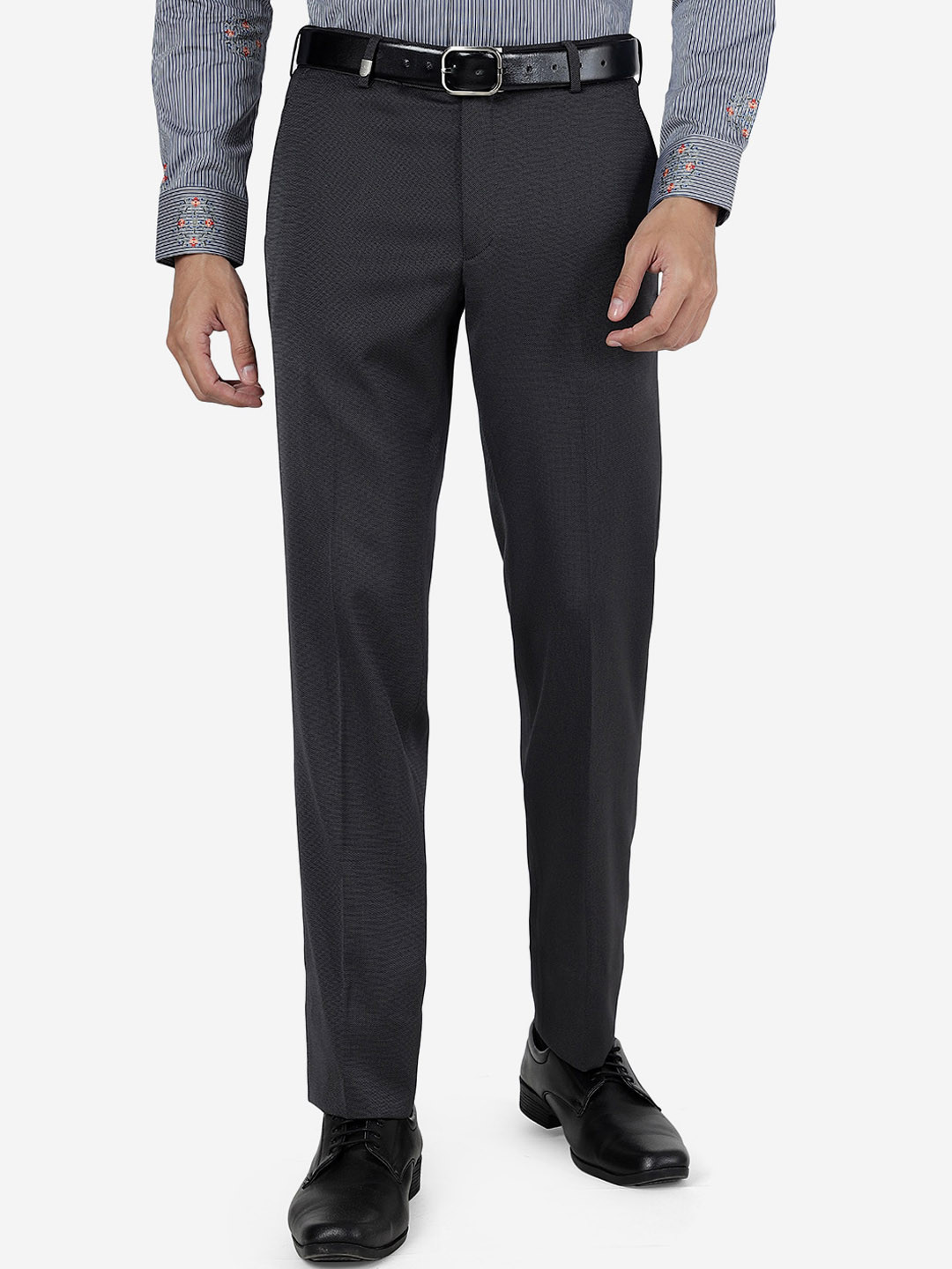 

JB STUDIO Men Mid Rise Slim Fit Formal Trousers, Grey