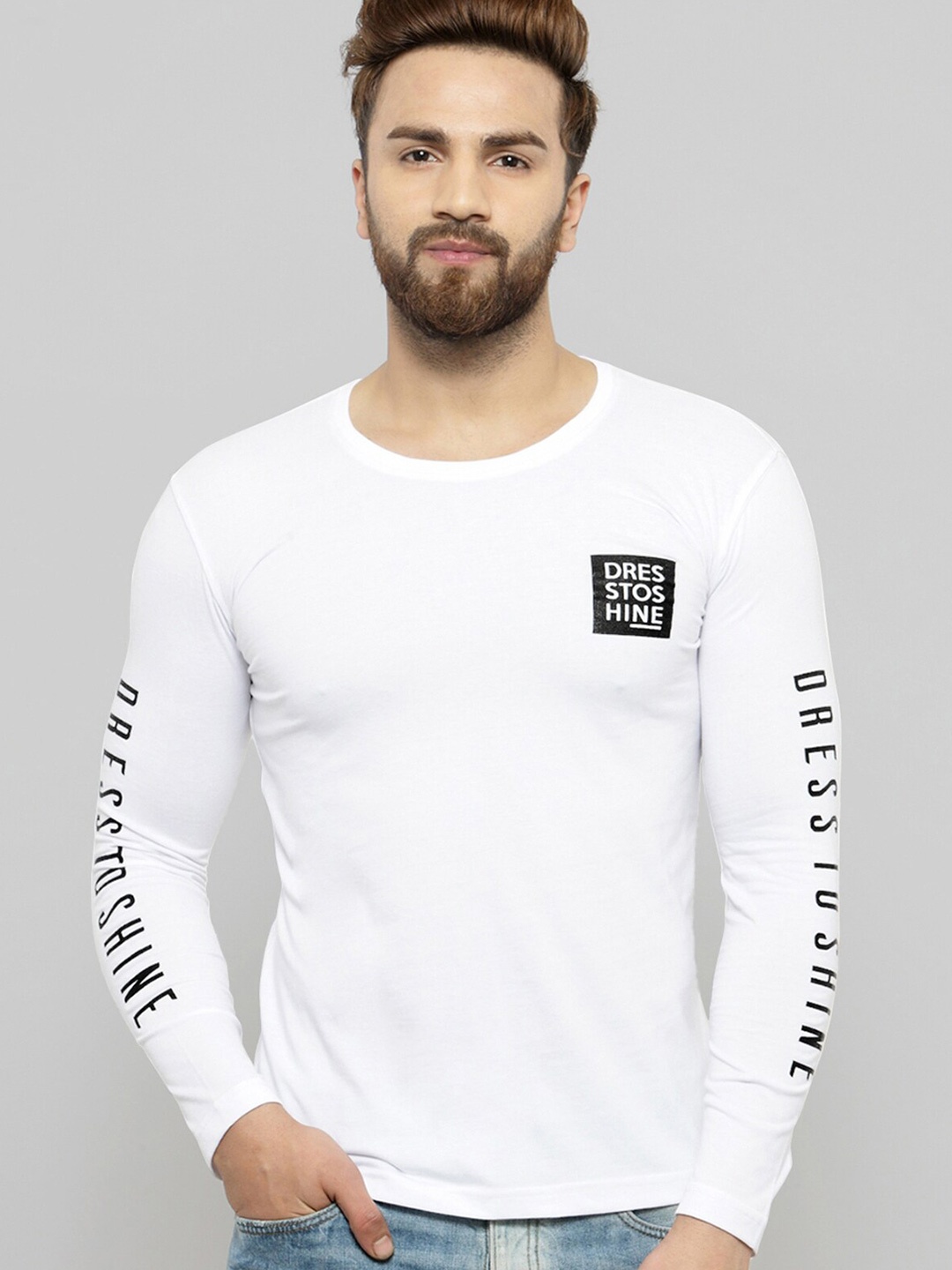 

AUSK Typography Printed Regular Fit Cotton Casual T-shirt, White