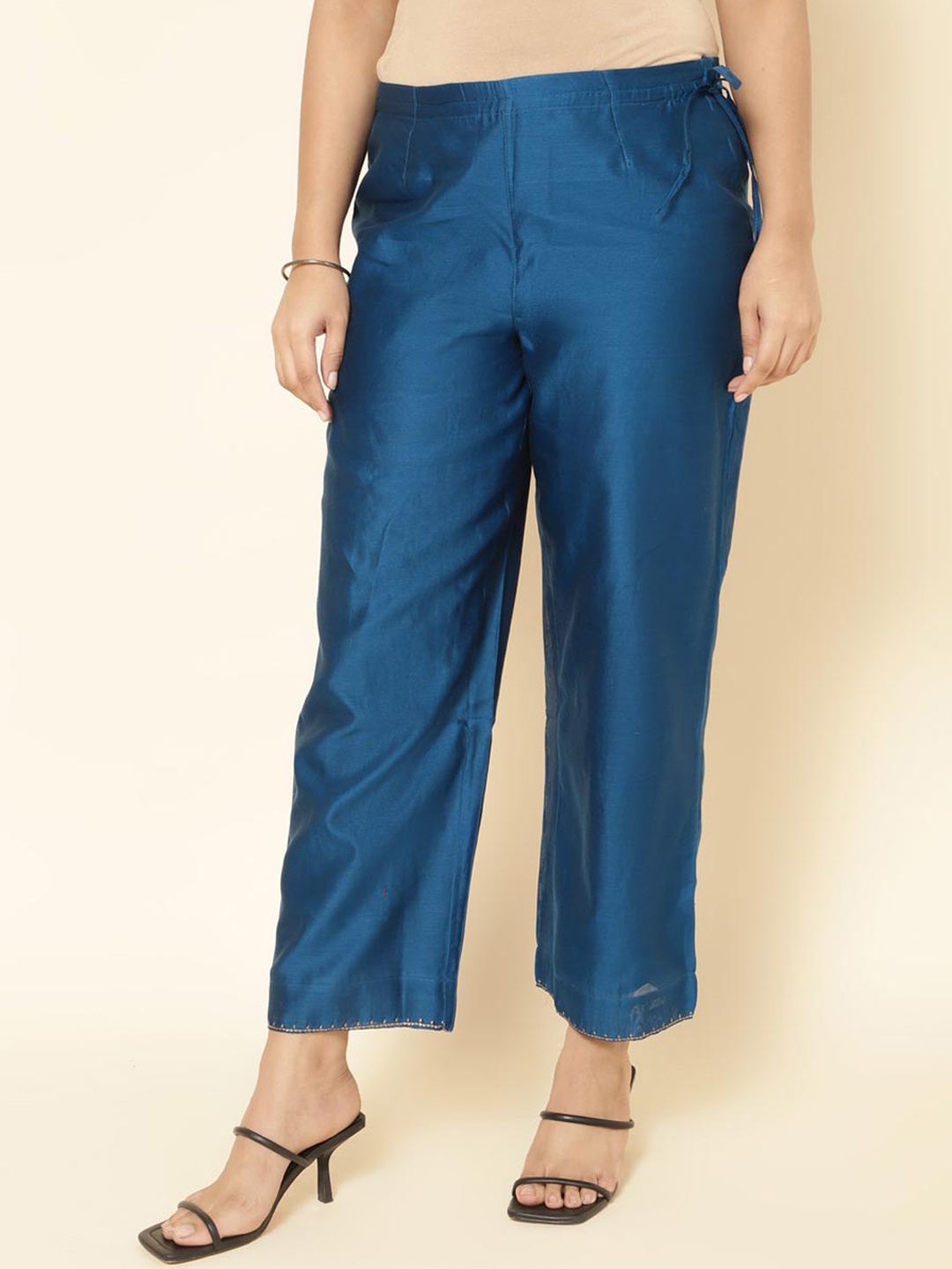 

Fabindia Women Parallel Trousers, Blue